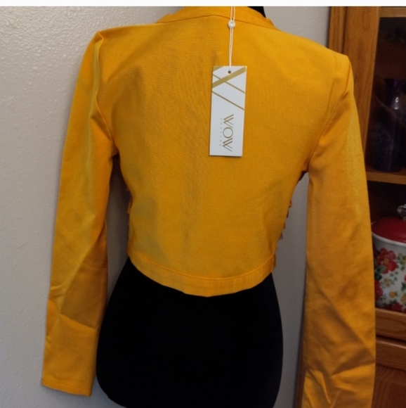 WoW Couture Zip Front Checkered Cropped Side Cutout Jacket Top 90s Y2K Clubwear - Picture 4 of 9